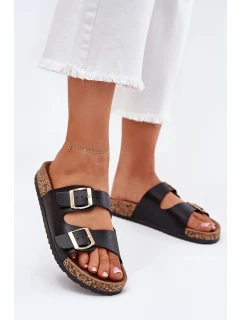 Dámské sandály s přezkami z eko kůže černé model 21701627 - EVENTO
