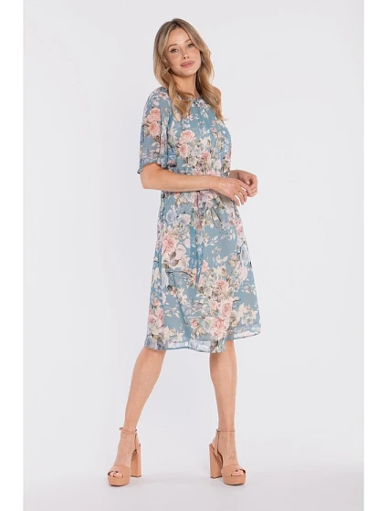 model 22152346 Šifonové midi šaty se zavazováním v pase model 4 - STYLOVE