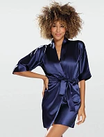 Dámsky saténový župan 90 Tmavo modrá - DKaren