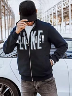 Pánska mikina na zips s potlačou v tmavomodrej farbe FashionStreet BX5412