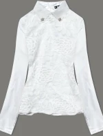 Elegantní halenka v barvě ecru s límečkem model 17825016 - LJR