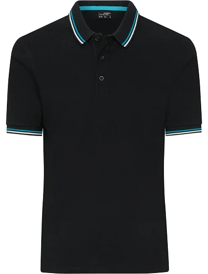 Daiber JN 1306 Pánske polo tričko z hrubého piqué s prúžkami 02.1306 čierna/biela/tyrkysová Daiber JN 1306 Pánske polo tričko z hrubého piqué s prúžkami 02.1306 čierna/biela/tyrkysová
