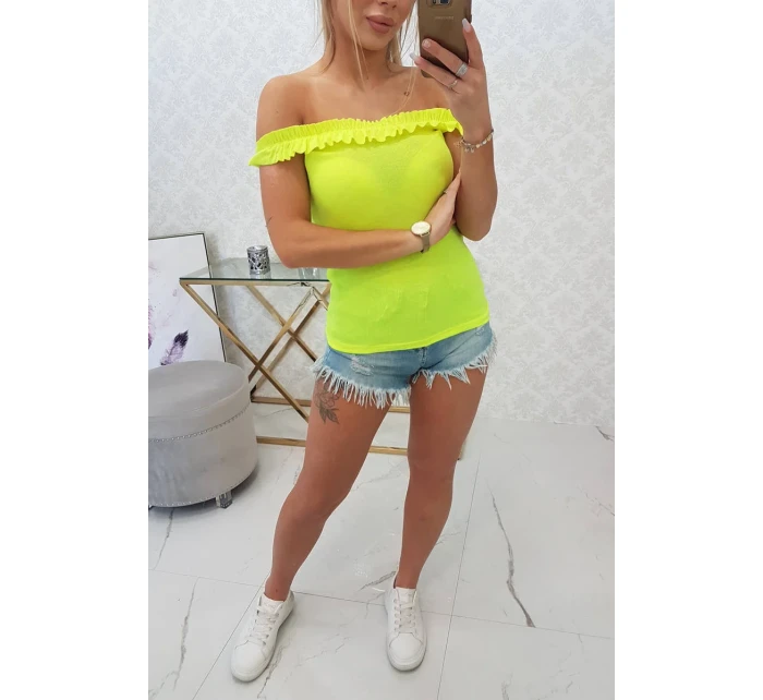 Španielska blúzka s volánikmi žltá neónová Španielska blúzka s volánikmi žltá neónová