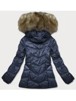 Dámska tmavomodrá prešívaná prechodná bunda (H-205-1)