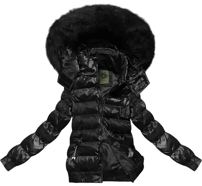 Černá krátká zimní květovaná bunda model 21248590 - CANADA Mountain