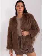 Hnedá kožušinová bunda s podšívkou (2359)