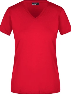 JN Dámské vypasované tričko s výstřihem do V 02.0 red model 22494615 - Daiber