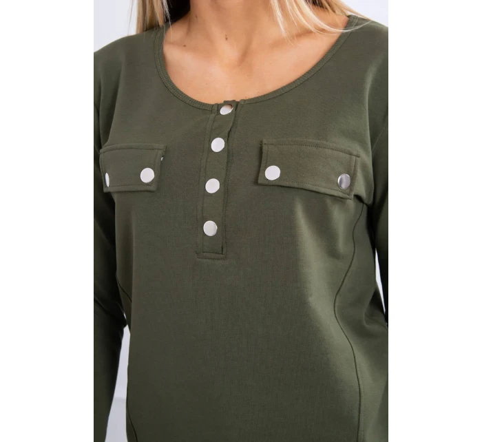 Sada s khaki výstřihem na knoflíky Sada s khaki výstřihem na knoflíky