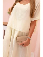 Dámské bavlněné šaty s volným střihem žlutý