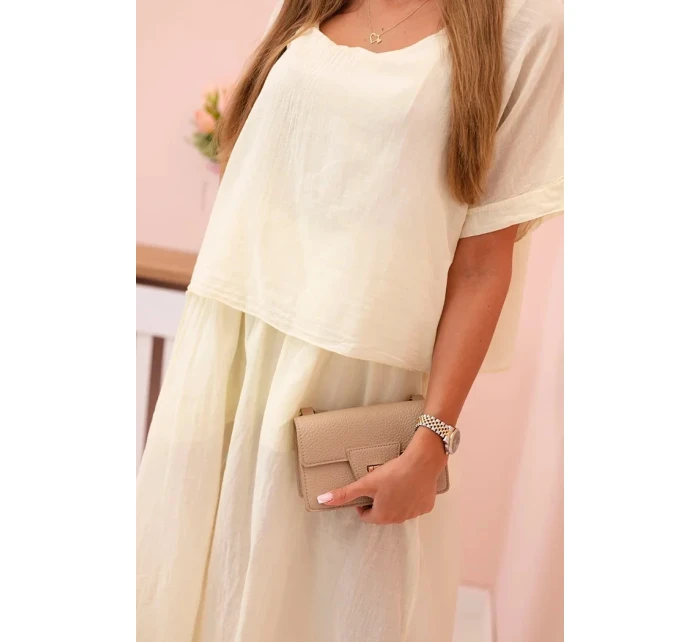 Dámské bavlněné šaty s volným střihem žlutý