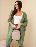 Dámský oversize svetr s volným pletením bez zapínání tmavý mátový Dámský oversize svetr s volným pletením bez zapínání tmavý mátový