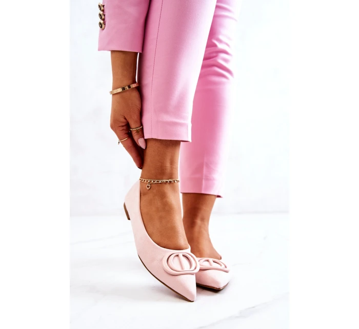 Semišové baleríny světle Růžové model 21572188 - Boto