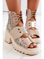 Kožené kozačky model 21576430 Béžová - Maciejka