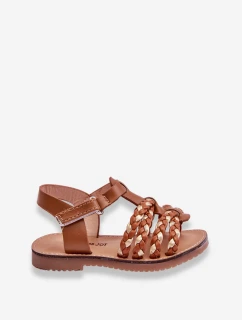 Dziecięce Sandały Na Rzep Z Paseczkami Brązowe Sammy