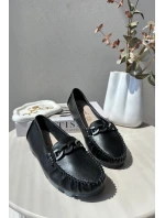 Dámské kožené mokasíny s ozdobou Černé model 21655753 - S.Barski