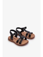 Detské sandále so zapínaním na suchý zips, čierne, Sarniema