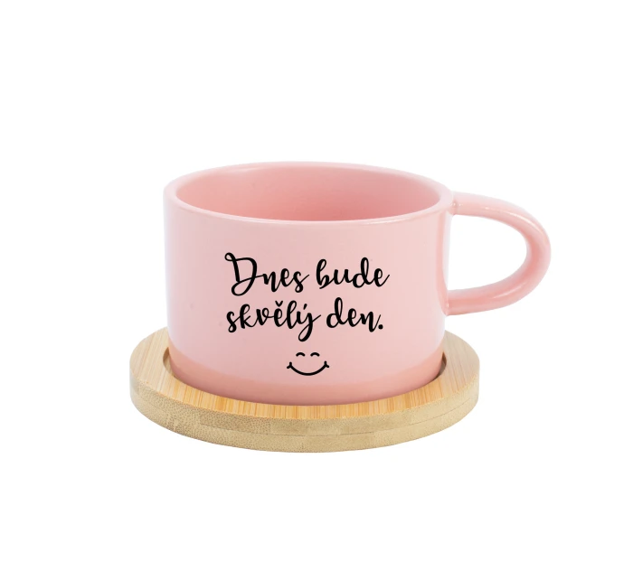 DNES BUDE SKVĚLÝ DEN - růžový hrníček makronka 200 ml