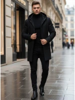 Pánsky jednoradový zimný kabát čierny FashionStreet CX0444