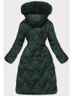 Dámska dlhá prešívaná zimná bunda tmavozelená (fm11-4)
