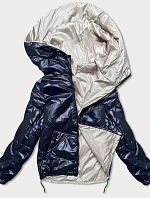 Modrá/béžová dámska obojstranná bunda (BH-2204BIG)