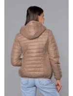 Prošívaná béžová dámská bunda s kapucí model 18038064 - S'WEST Prošívaná béžová dámská bunda s kapucí model 18038064 - S'WEST