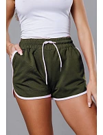 Dámské šortky v khaki barvě s kontrastní lemovkou model 18369470 - J.STYLE Dámské šortky v khaki barvě s kontrastní lemovkou model 18369470 - J.STYLE