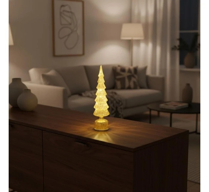 VIANOČNÝ STROMČEK DEKORATÍVNY ZLATÝ LED 7 KORÚN TEPLÁ BIELA 40CM