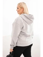 Dámská mikina s kapucí a model 21723107 Plus Size z bavlny šedá - K-Fashion