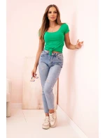 Dámská klasická bavlněná blůza s krátkým rukávem modrá