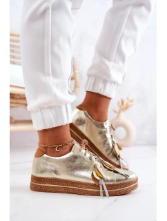 Skórzane Półbuty Maciejka 04550-25 Złote