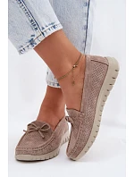 Dámské Mokasíny Z model 22107532 Semiše S Mašlí Béžové - VINCEZA