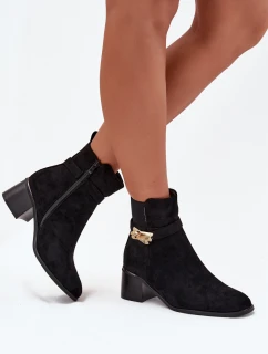 Dámske členkové topánky Sarona so zlatým zdobením - čierne