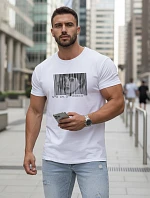Pánske tričko s klasickou bielou potlačou FashionStreet NX5014R
