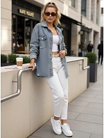 Dámska svetlomodrá džínsová košeľová bunda FashionStreet TY5690 Dámska svetlomodrá džínsová košeľová bunda FashionStreet TY5690