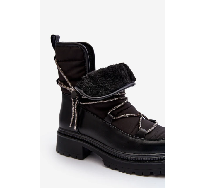 Śniegowce Damskie Z Ozdobnym Wiązaniem Czarne Rilana Śniegowce Damskie Z Ozdobnym Wiązaniem Czarne Rilana