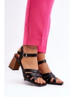 Sandały Damskie Na Słupku Czarne Opifiana Sandały Damskie Na Słupku Czarne Opifiana