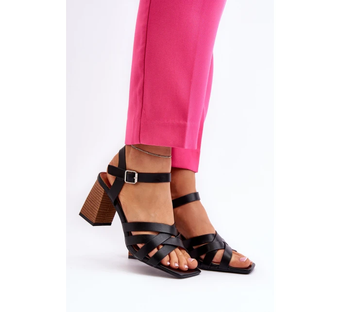 Sandały Damskie Na Słupku Czarne Opifiana Sandały Damskie Na Słupku Czarne Opifiana