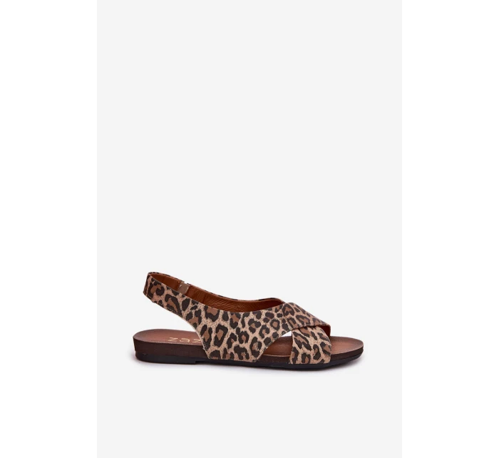 Dámské kožené sandály leopardí hnědé model 21694322 - Zazoo Dámské kožené sandály leopardí hnědé model 21694322 - Zazoo