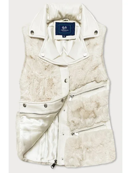 Dámska okrová kožušinová vesta (GSQ2249)