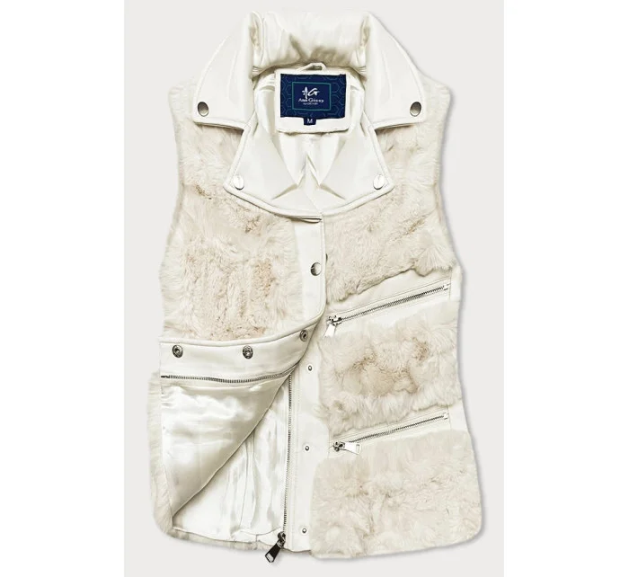 Dámska okrová kožušinová vesta (GSQ2249)