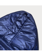 Tmavo modrá dámska plus size bunda na prechodné obdobie (7724PLUS)