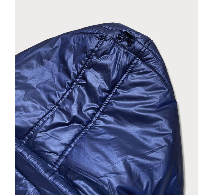 Tmavo modrá dámska plus size bunda na prechodné obdobie (7724PLUS)