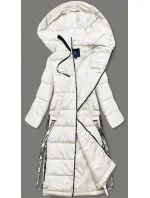 Dámska dlhá páperová bunda vo farbe ecru (AG3-3038)