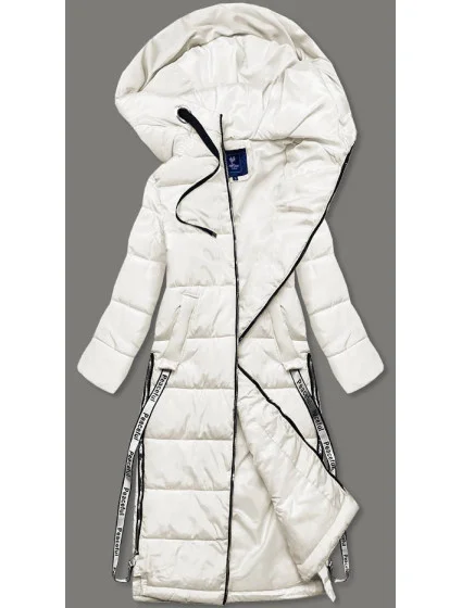 Dámska dlhá páperová bunda vo farbe ecru (AG3-3038)