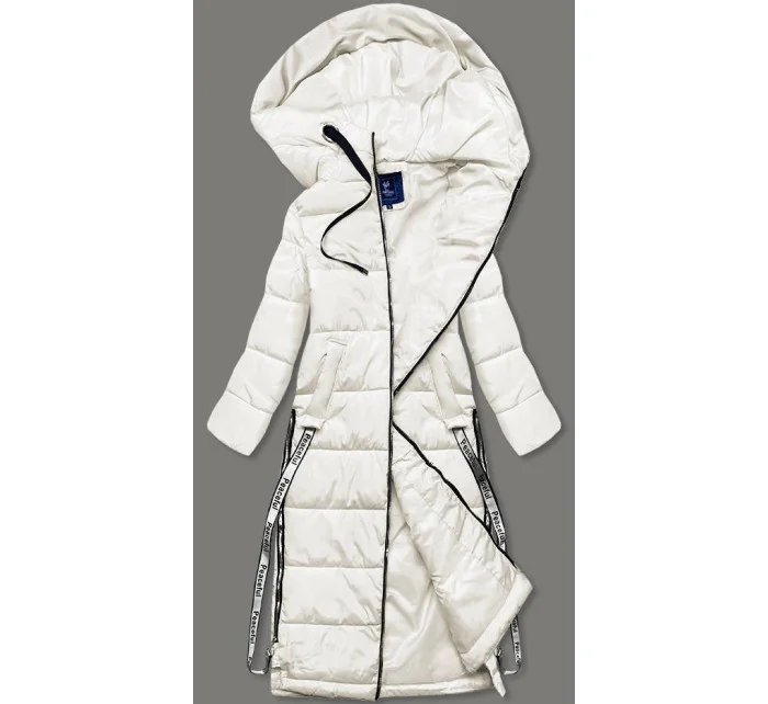 Dámska dlhá páperová bunda vo farbe ecru (AG3-3038)