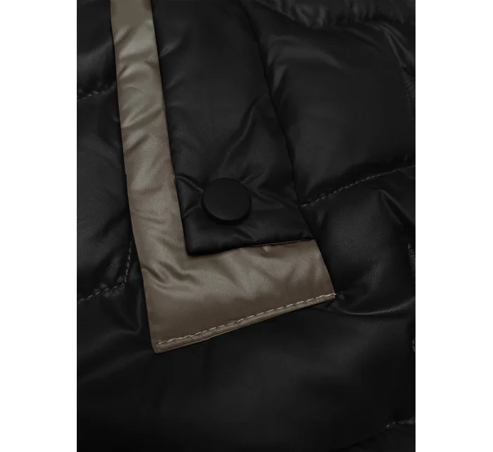 Čierna krátka dámska vesta so šnúrkou v páse S'West (B8358-1)