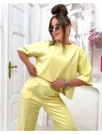 Žltá dámska bavlnená súprava Oversize (82188)