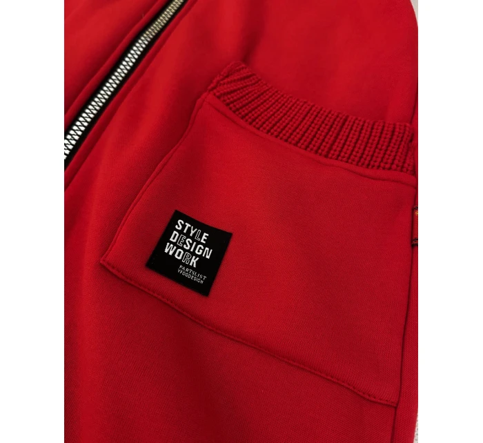 Červená dámska mikina so svetrovými vložkami LHD (AMG-172A)