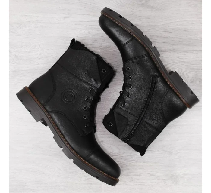 M model 20571632 vlněné zateplené kožené boty černé - Rieker