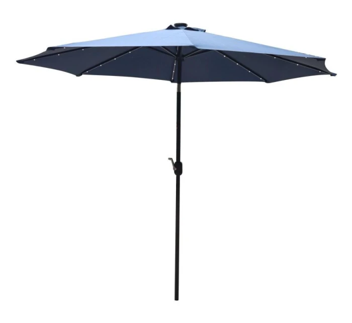 ZÁHRADNÝ SLNEČNÍK S LED OSVETLENÍM 300CM NÁMORNÍCKA MODRÁ